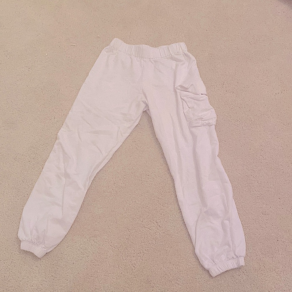 White cargo sweatpants
